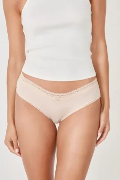 ETAM Culotte|Braguitas Party|Braguita culotte de microfibra con detalle de encaje NATURAL