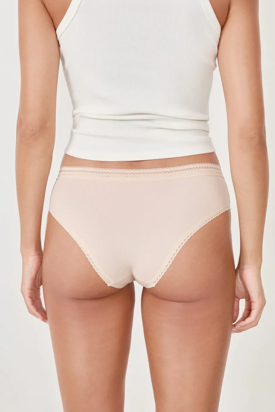 ETAM Culotte|Braguitas Party|Braguita culotte de microfibra con detalle de encaje NATURAL