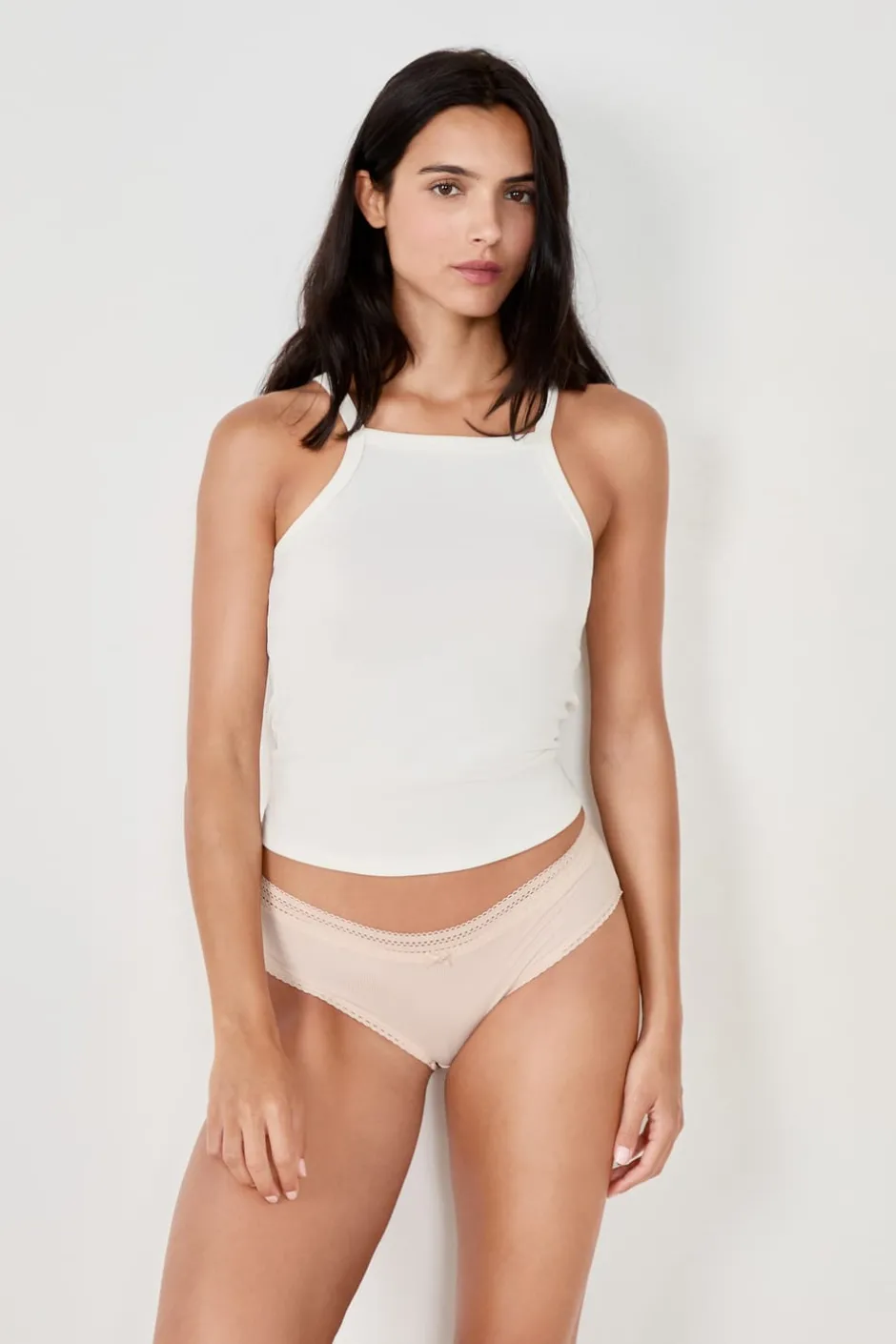 ETAM Culotte|Braguitas Party|Braguita culotte de microfibra con detalle de encaje NATURAL