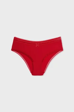 ETAM Culotte|Braguitas Party|Braguita culotte de microfibra con detalle de encaje CARDINAL