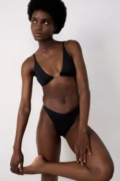 ETAM High Leg|Brasileñas|Braguita de bikini brasileña con detalles joya NEGRO