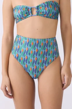 ETAM Talle Alto|Braguita de bikini de cintura alta brillante ESTAMPADO