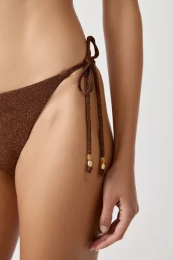 ETAM Anudadas|Bikini|Braguita de bikini de tiras brillantes MARRÓN