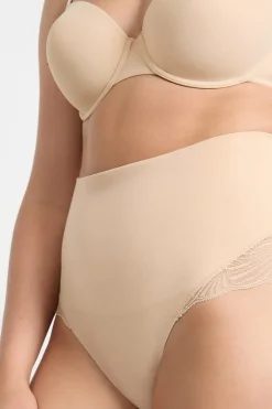 ETAM Braguitas Moldeadoras|Talle Alto|Braguita de talle alto con detalle de encaje - Sujeción media C.BEIGE