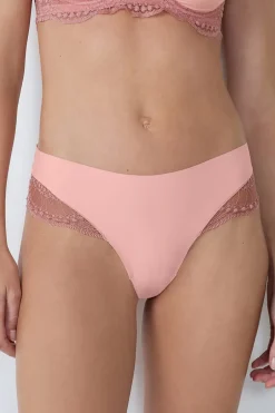 ETAM Brasileña|Braguita hipster de microfibra y encaje ROSA