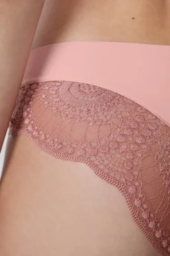 ETAM Brasileña|Braguita hipster de microfibra y encaje ROSA