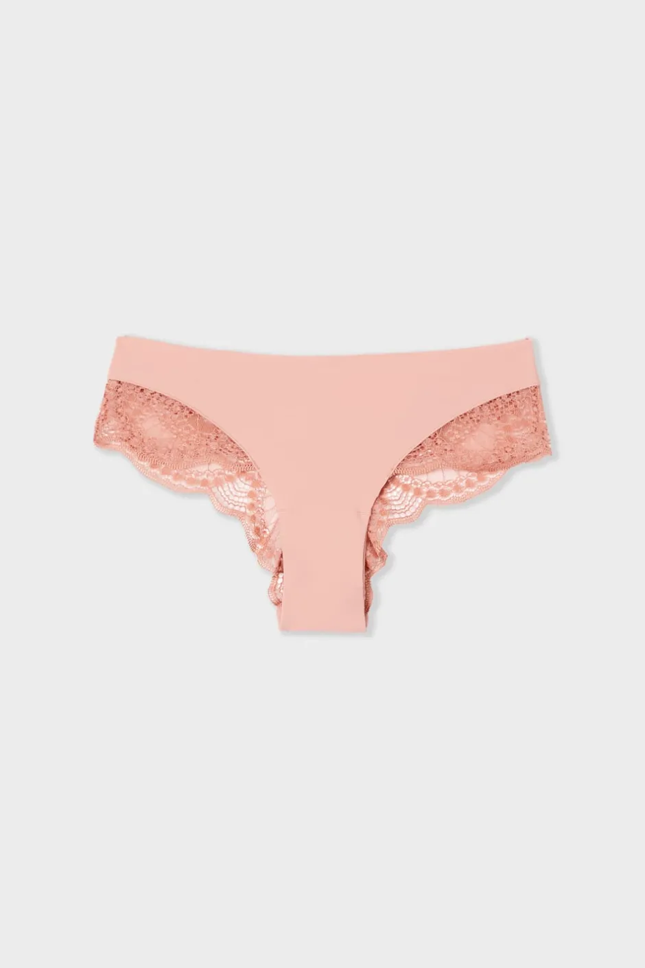 ETAM Brasileña|Braguita hipster de microfibra y encaje ROSA