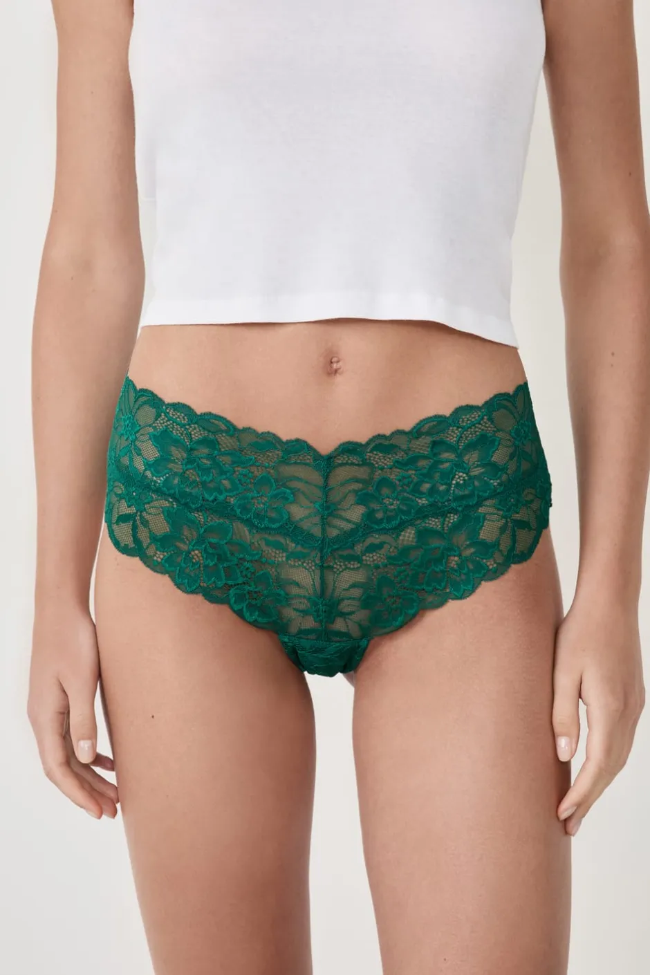 ETAM Brasileña|Braguitas Encaje|Braguita hipster V-shape de encaje ESMERALDA