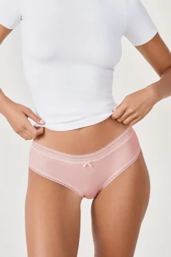 ETAM Culotte|Braguita shorty con bordes de encaje de microfibra ARÁNDANO