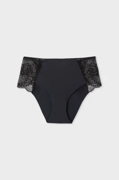 ETAM Talle Alto|Braguita|Braguita talle alto de microfibra NEGRO