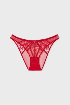 ETAM Braguitas Encaje|Braguita|Braguitas de tul y satén ROJO