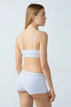 ETAM Bralette|Sin Aro|Bralette de algodón acanalado GRIS CLARO