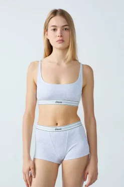 ETAM Bralette|Sin Aro|Bralette de algodón acanalado GRIS CLARO