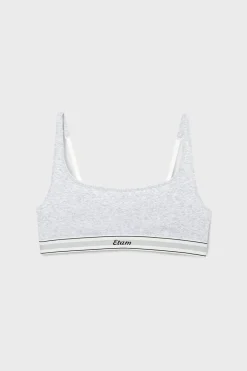 ETAM Bralette|Sin Aro|Bralette de algodón acanalado GRIS CLARO