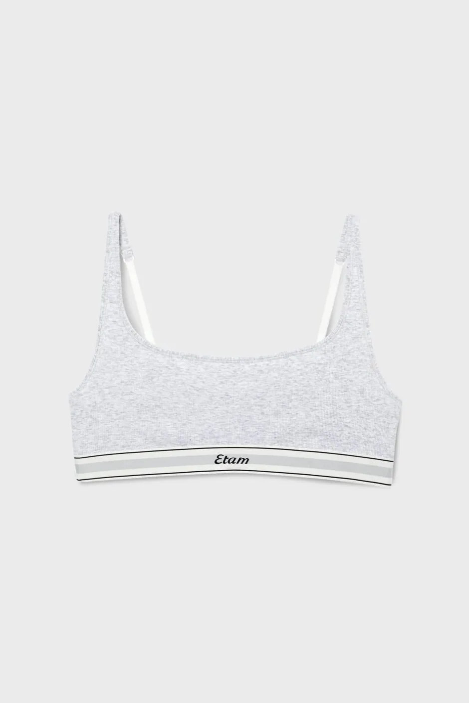 ETAM Bralette|Sin Aro|Bralette de algodón acanalado GRIS CLARO