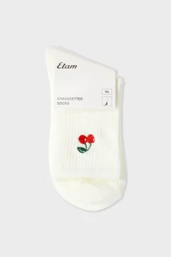ETAM Calcetines|Medias Y Calcetines|Calcetines acanalados con algodón y estampado de cerezas crudo