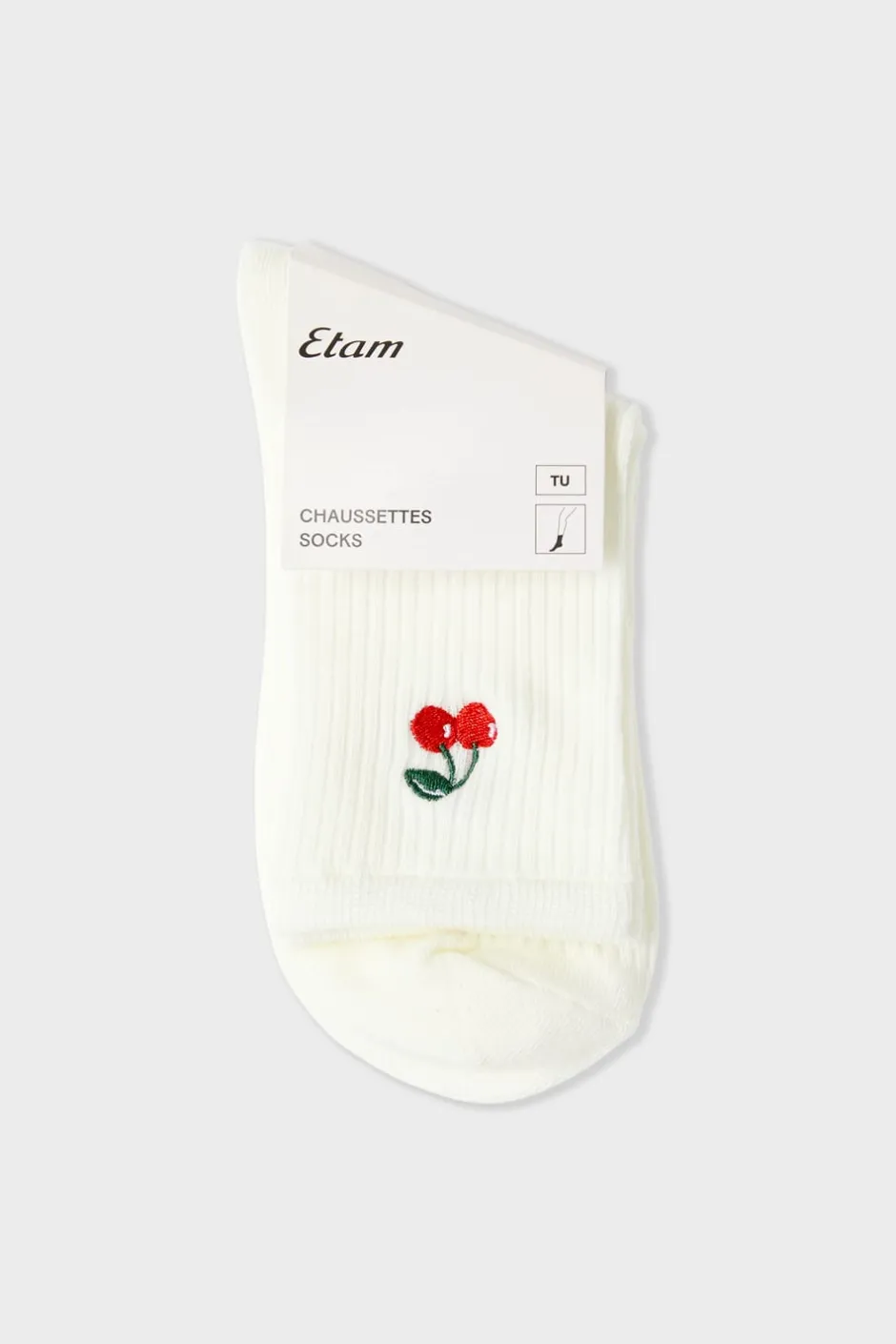 ETAM Calcetines|Medias Y Calcetines|Calcetines acanalados con algodón y estampado de cerezas crudo