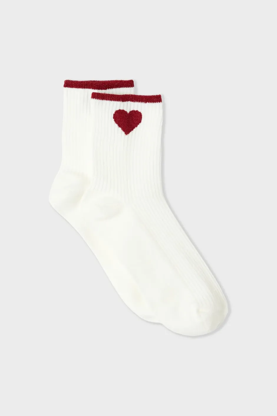ETAM Calcetines|Medias Y Calcetines|Calcetines acanalados con algodón y estampado de corazones crudo