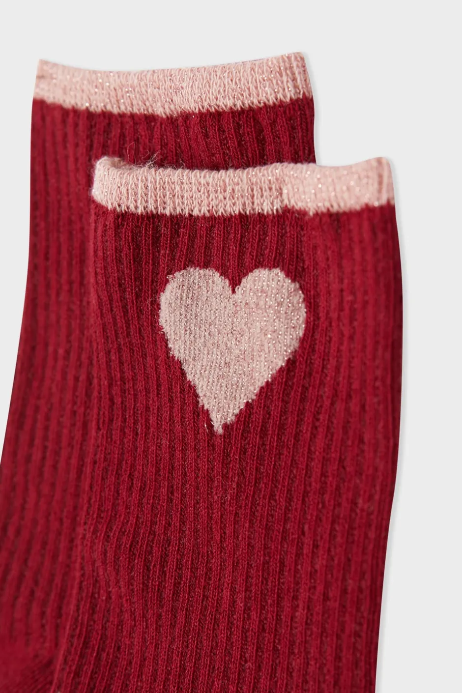ETAM Calcetines|Medias Y Calcetines|Calcetines acanalados con algodón y estampado de corazones BURDEOS GRANATE
