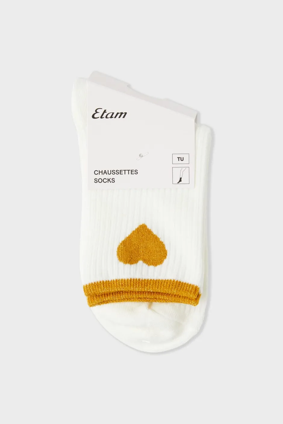 ETAM Calcetines|Medias Y Calcetines|Calcetines acanalados con algodón y estampado de corazones PERLA