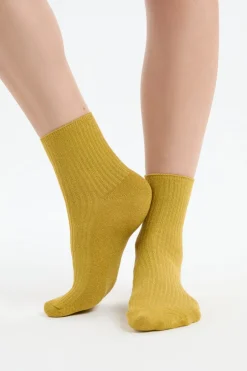 ETAM Calcetines|Medias Y Calcetines|Calcetines brillantes con algodón AMARILLO ÁCIDO