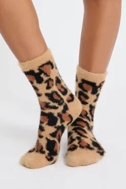 ETAM Calcetines|Medias Y Calcetines|Calcetines de punto grueso con estampado de leopardo MARRÓN