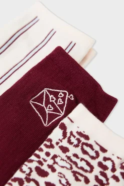 ETAM Accesorios|Calcetines estampados con algodón BURDEOS GRANATE