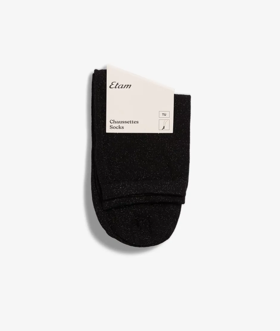 ETAM Calcetines|Medias Y Calcetines|Calcetines tejido brillantes NEGRO