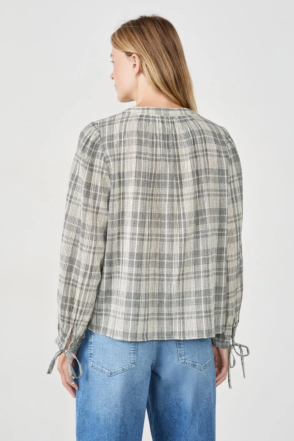 ETAM Camisas Fluidas|Camisas Chic|Camisa a cuadros GRIS CLAIR