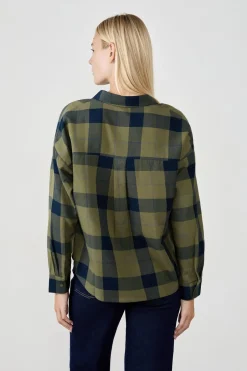 ETAM Camisas Fluidas|Camisas Chic|Camisa a cuadros CAQUI