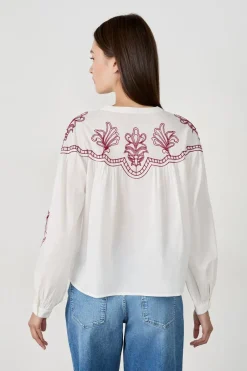ETAM Camisas Fluidas|Camisas Chic|Camisa bordada BEIGE