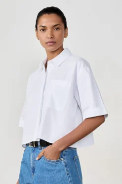 ETAM Camisas Fluidas|Camisas Chic|Camisa corta de manga corta BLANCO