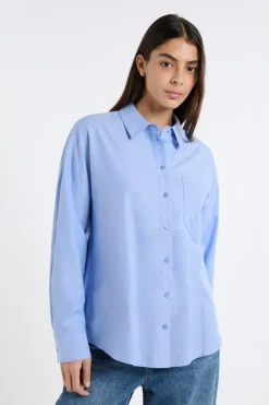 ETAM Camisas Fluidas|Camisas Clásicas|Camisa de algodón AZUL