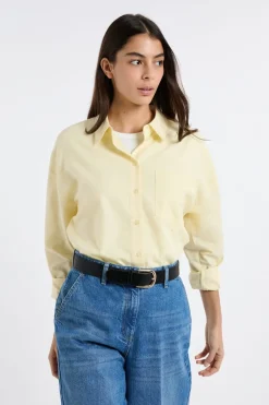ETAM Camisas Fluidas|Camisas Clásicas|Camisa de algodón AMARILLO PÁLIDO