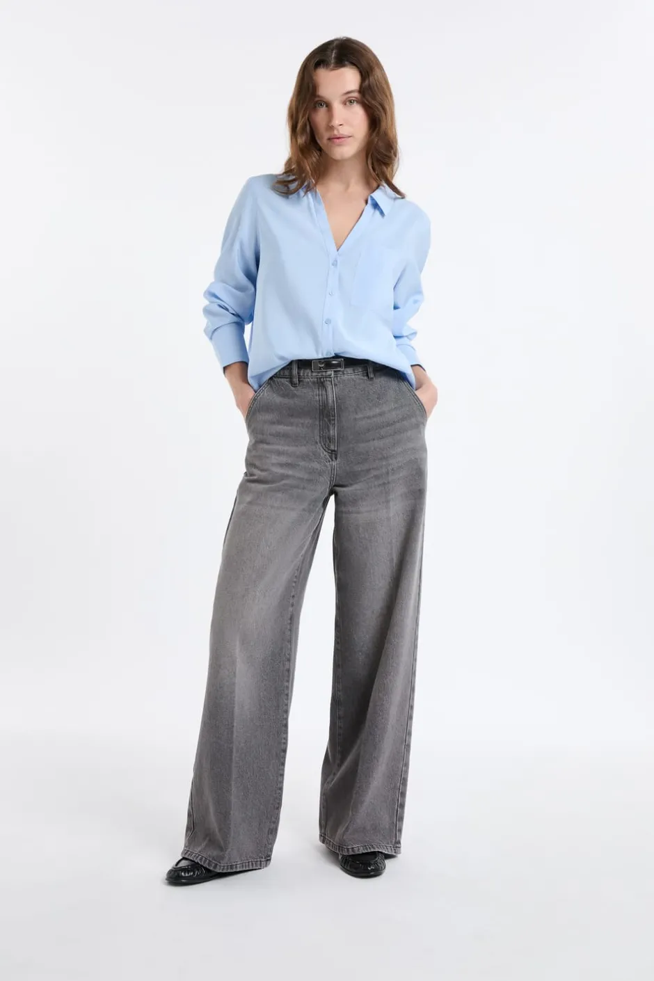 ETAM Camisas Fluidas|Camisas Clásicas|Camisa de manga larga AZUL