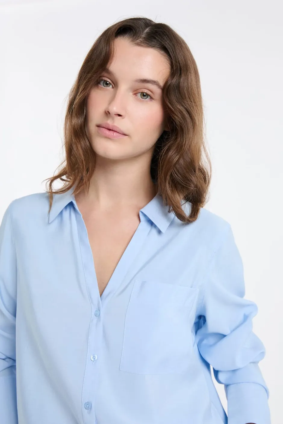 ETAM Camisas Fluidas|Camisas Clásicas|Camisa de manga larga AZUL