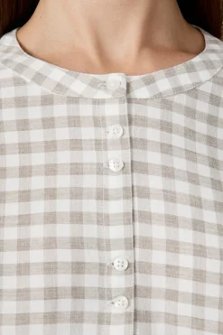 ETAM Camisas Fluidas|Camisas Chic|Camisa de manga larga a cuadros LINO