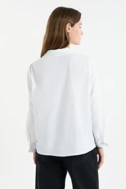 ETAM Camisas Fluidas|Camisas Clásicas|Camisa de manga larga de algodón BLANCO