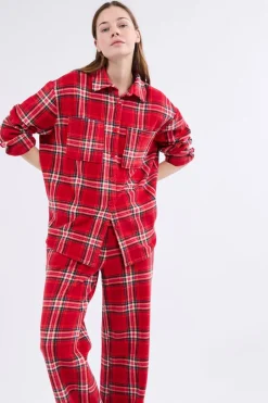 ETAM Pijamas Calentitos|Partes De Arriba De Pijama|Camisa de pijama a cuadros ROJO