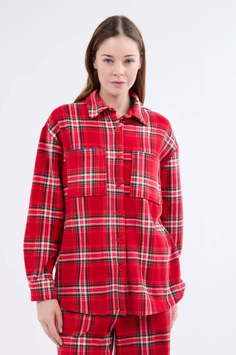 ETAM Pijamas Calentitos|Partes De Arriba De Pijama|Camisa de pijama a cuadros ROJO