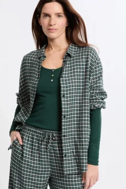 ETAM Partes De Arriba De Pijama|Los Pijamas Más Responsables|Camisa de pijama a cuadros VERDE