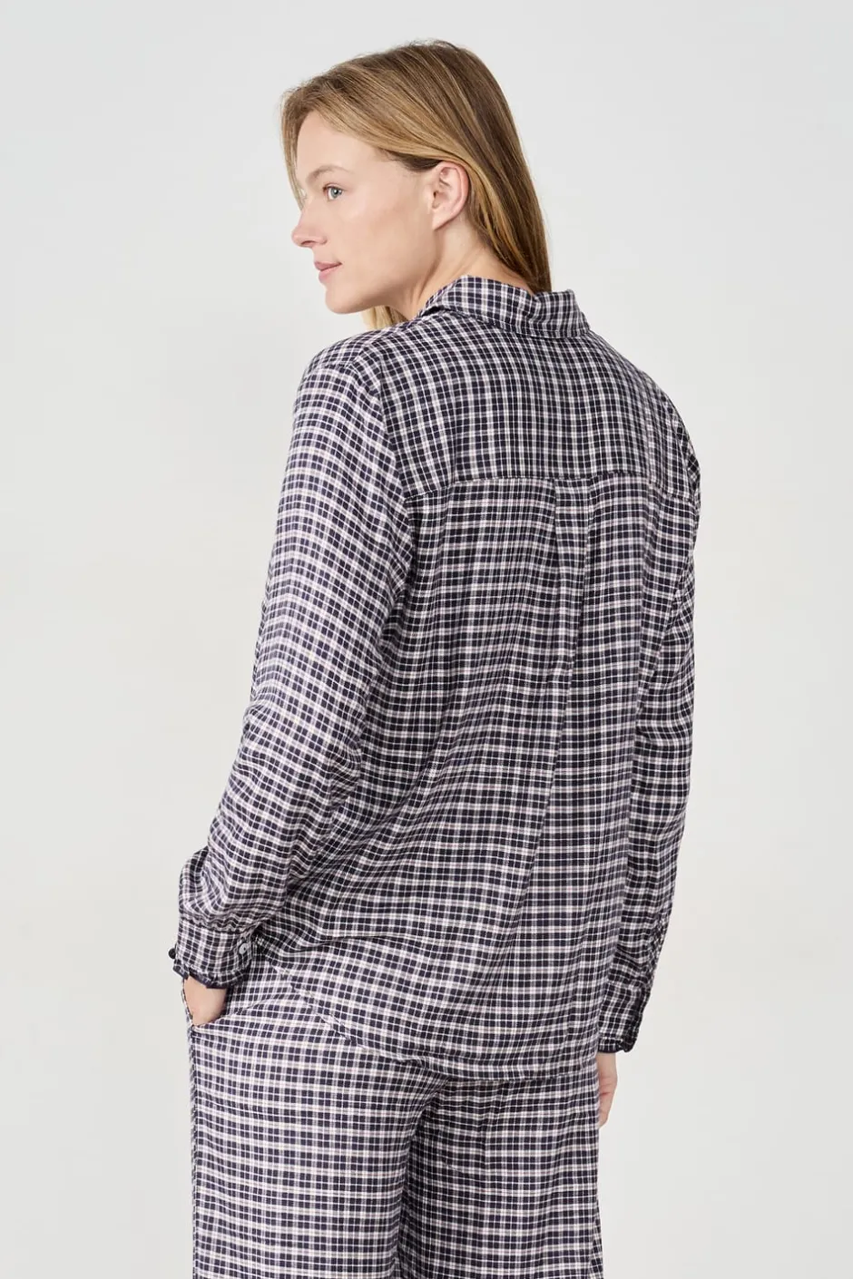 ETAM Partes De Arriba De Pijama|Los Pijamas Más Responsables|Camisa de pijama a cuadros AZUL NOCHE