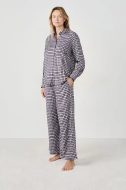 ETAM Partes De Arriba De Pijama|Los Pijamas Más Responsables|Camisa de pijama a cuadros AZUL NOCHE
