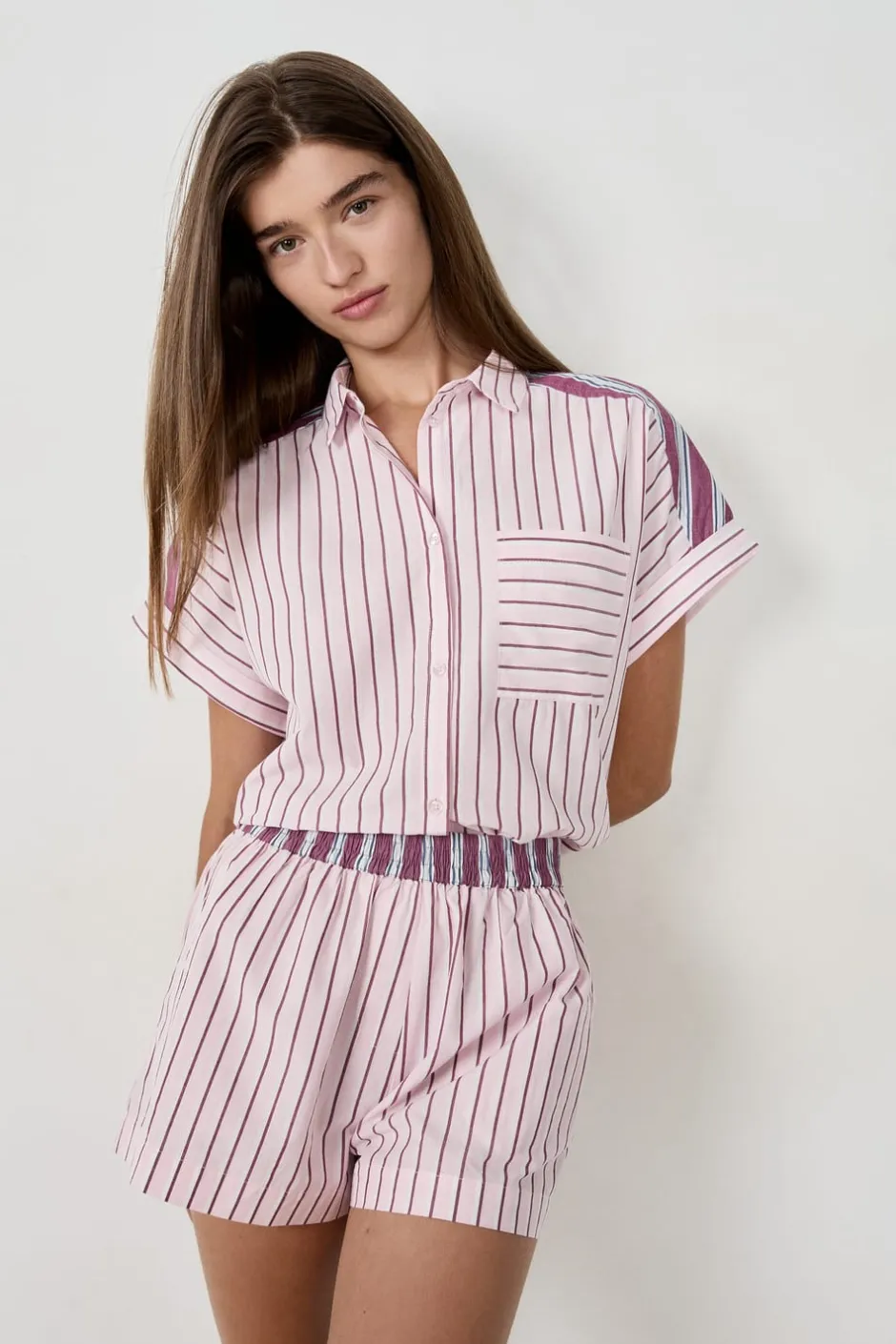ETAM Partes De Arriba De Pijama|Camisa de pijama a rayas ROSA