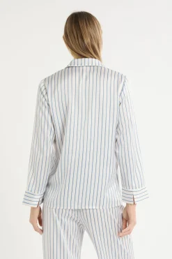 ETAM Partes De Arriba De Pijama|Camisa de pijama a rayas de satén IMP FD marino