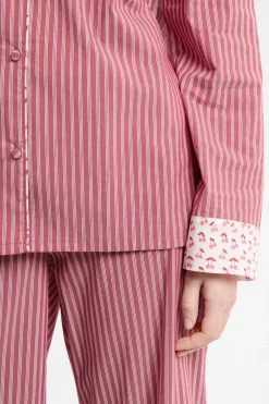 ETAM Los Pijamas Más Responsables|Partes De Arriba De Pijama|Camisa de pijama a rayas con algodón ROSA EMPOLVADO
