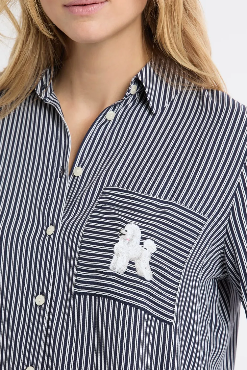 ETAM Los Pijamas Más Responsables|Partes De Arriba De Pijama|Camisa de pijama a rayas con estampado de perros marino