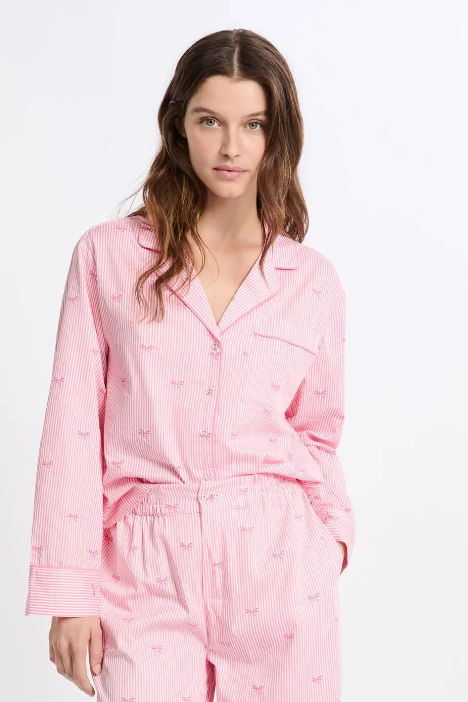 ETAM Los Pijamas Más Responsables|Partes De Arriba De Pijama|Camisa de pijama de algodón estampada ROSA
