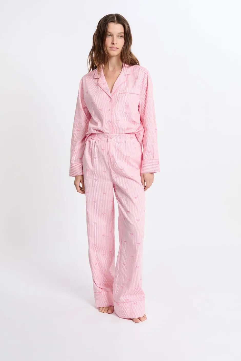 ETAM Los Pijamas Más Responsables|Partes De Arriba De Pijama|Camisa de pijama de algodón estampada ROSA