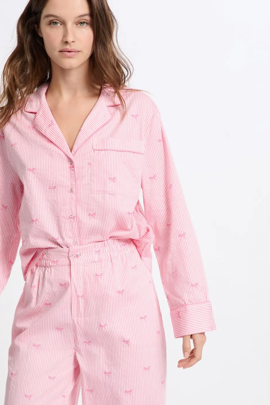 ETAM Los Pijamas Más Responsables|Partes De Arriba De Pijama|Camisa de pijama de algodón estampada ROSA